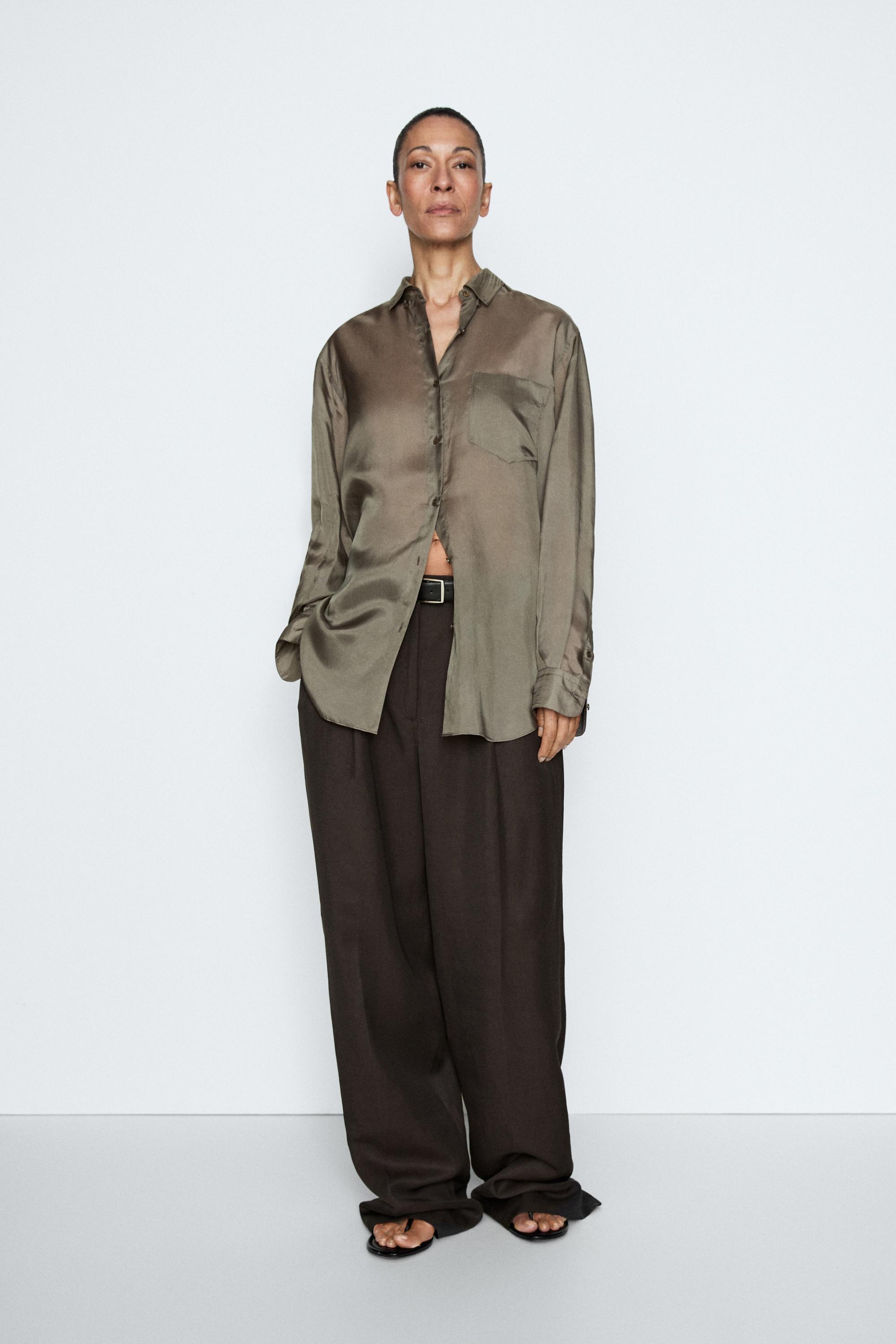 Chemise fluide satinée à poche - STUDIO